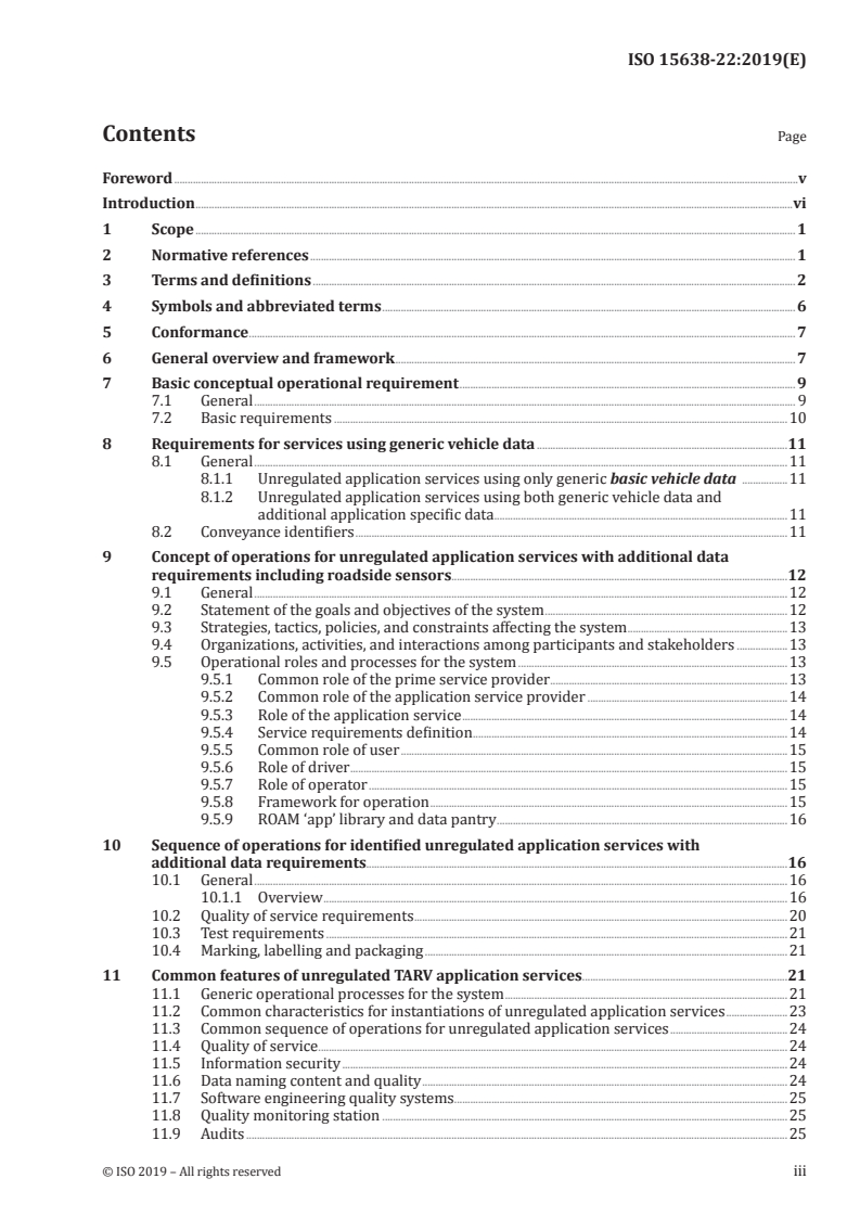 ISO 15638-22:2019 ISO 15638-22:2019 - Intelligent transport systems — Framework for collaborative telematics applications for regulated commercial freight vehicles (TARV) — Part 22: Freight vehicle stability monitoring/17/2019 - Page 3 preview