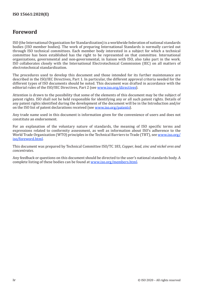 ISO 15661:2020 ISO 15661:2020 - Copper and nickel sulfide ores and concentrates — Determination of total chlorine content — Alkaline fusion and potentiometric titration method/22/2020 - Page 4 preview