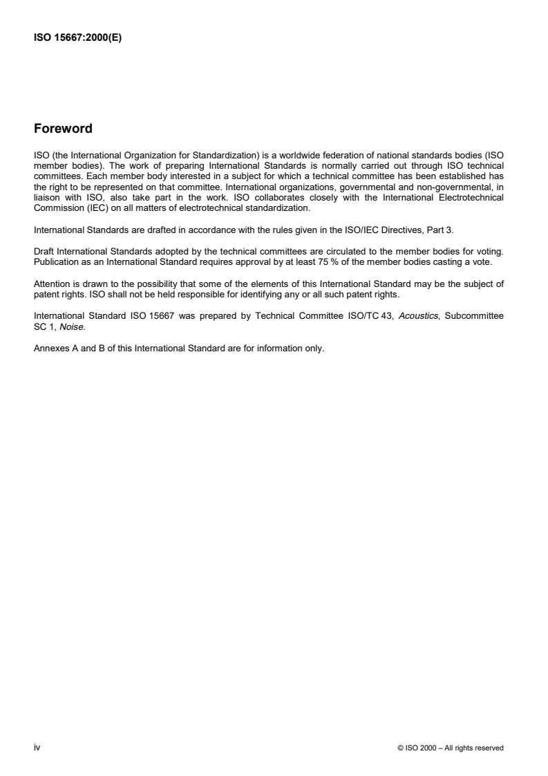 ISO 15667:2000 ISO 15667:2000 - Acoustics — Guidelines for noise control by enclosures and cabins/25/2000 - Page 4 preview