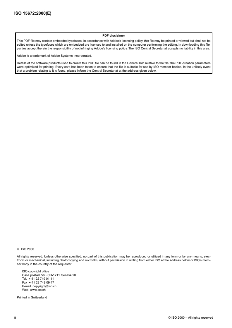 ISO 15672:2000 ISO 15672:2000 - Rubber and rubber additives — Determination of total nitrogen content using an automatic analyser/27/2000 - Page 2 preview