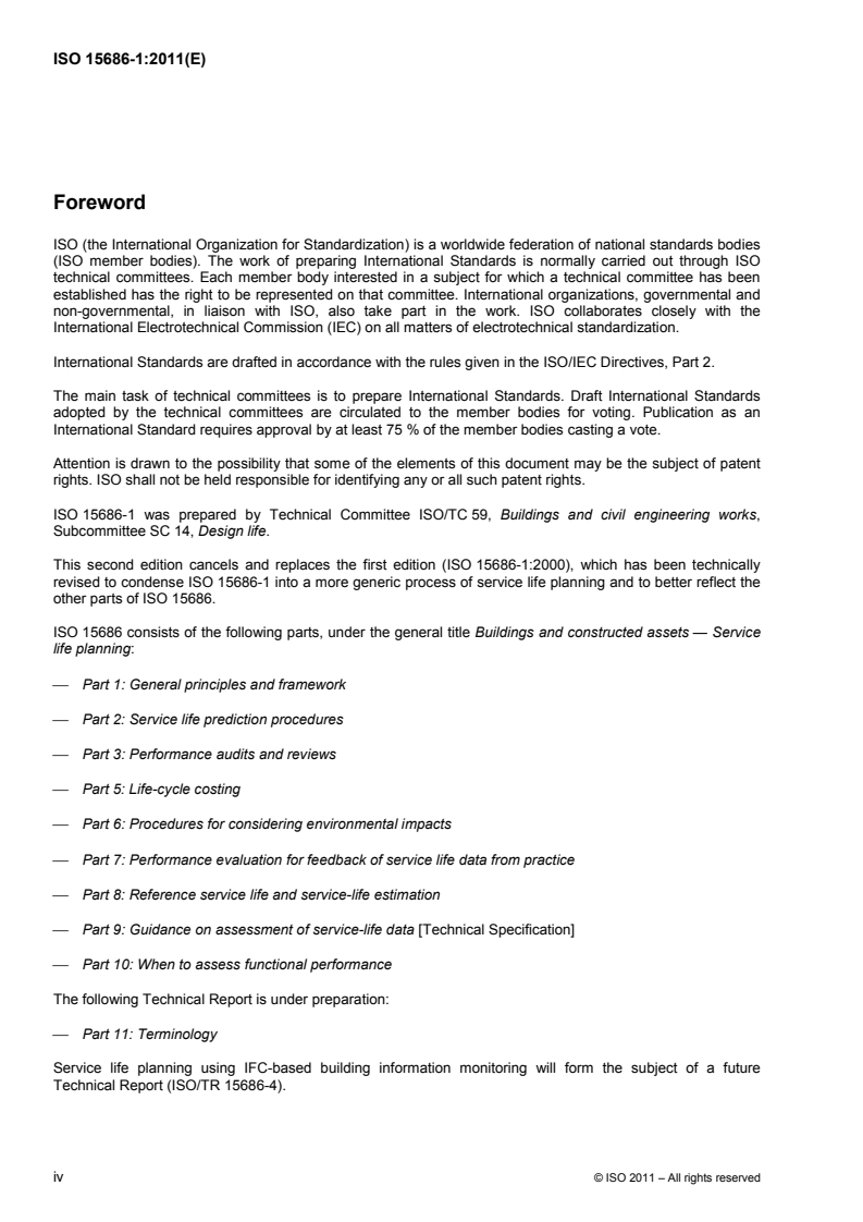 ISO 15686-1:2011 ISO 15686-1:2011 - Buildings and constructed assets — Service life planning — Part 1: General principles and framework/5/2011 - Page 4 preview