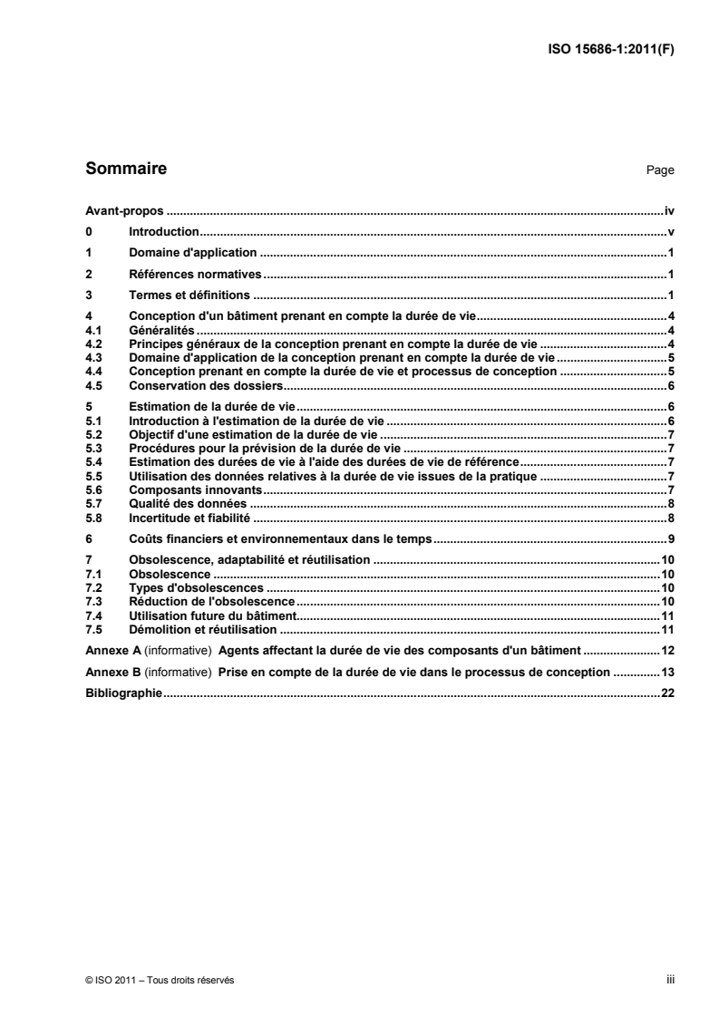 ISO 15686-1:2011 ISO 15686-1:2011 - Bâtiments et biens immobiliers construits — Conception prenant en compte la durée de vie — Partie 1: Principes généraux et cadre/5/2011 - Page 3 preview