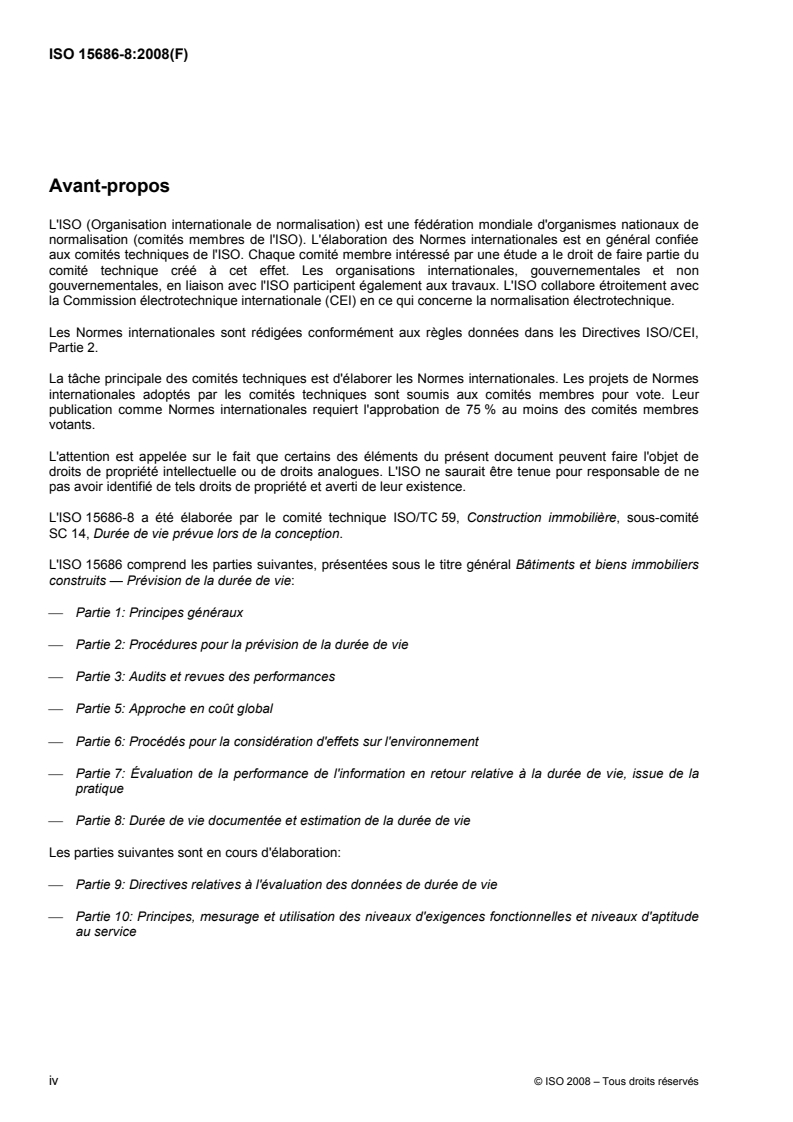 ISO 15686-8:2008 ISO 15686-8:2008 - Bâtiments et biens immobiliers construits — Prévision de la durée de vie — Partie 8: Durée de vie documentée et estimation de la durée de vie/10/2008 - Page 4 preview