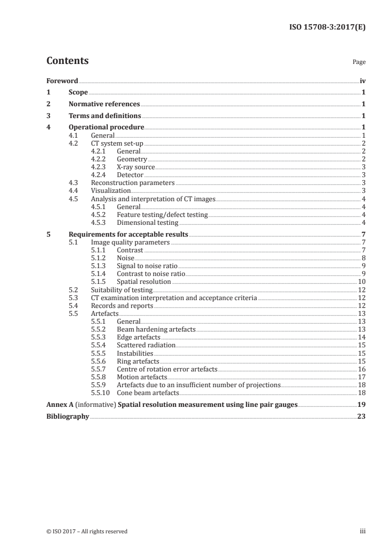 ISO 15708-3:2017 ISO 15708-3:2017 - Non-destructive testing — Radiation methods for computed tomography — Part 3: Operation and interpretation/24/2017 - Page 3 preview