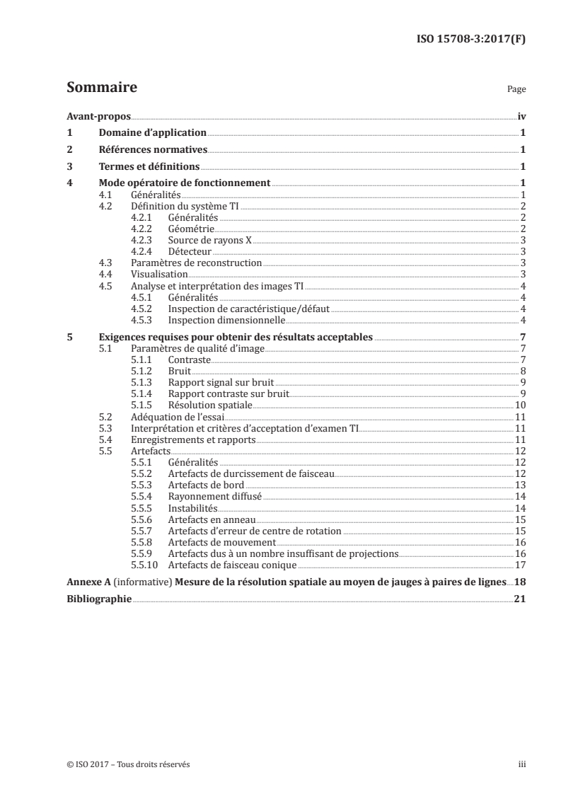 ISO 15708-3:2017 ISO 15708-3:2017 - Essais non destructifs — Méthodes par rayonnements pour la tomographie informatisée — Partie 3: Fonctionnement et interprétation/17/2019 - Page 3 preview