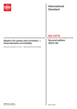 ISO 15715:2025 - Binders for paints and varnishes — Determination of turbidity
Released:12. 06. 2025 - Page 1 preview