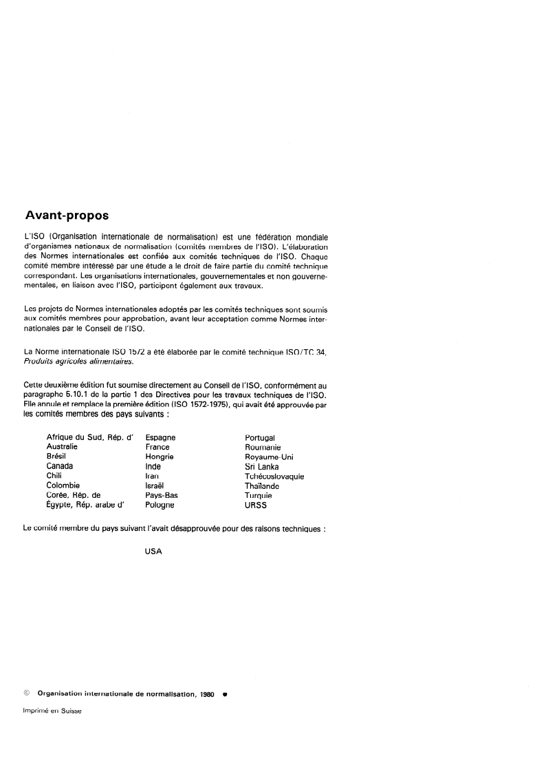 ISO 1572:1980 ISO 1572:1980 - Thé — Préparation d'un échantillon broyé de teneur en matière sèche connue/1/1980 - Page 2 preview