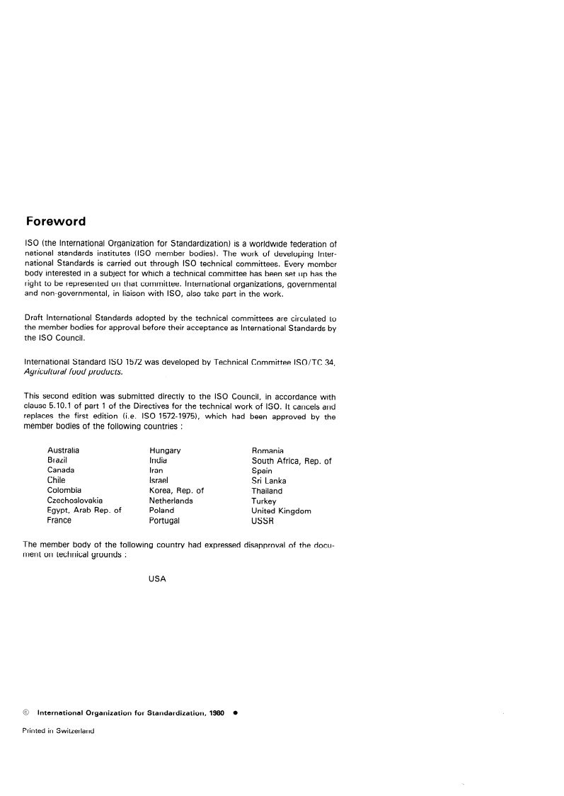 ISO 1572:1980 ISO 1572:1980 - Tea — Preparation of ground sample of known dry matter content/1/1980 - Page 2 preview