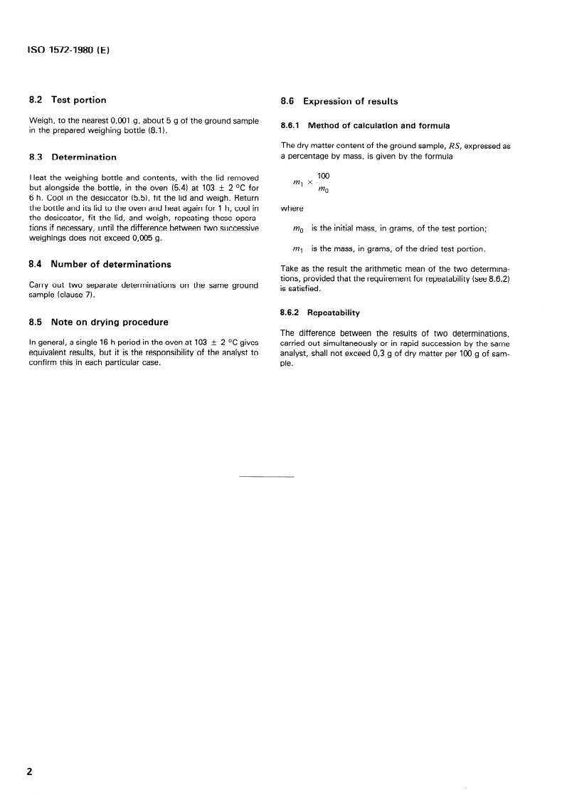 ISO 1572:1980 ISO 1572:1980 - Tea — Preparation of ground sample of known dry matter content/1/1980 - Page 4 preview