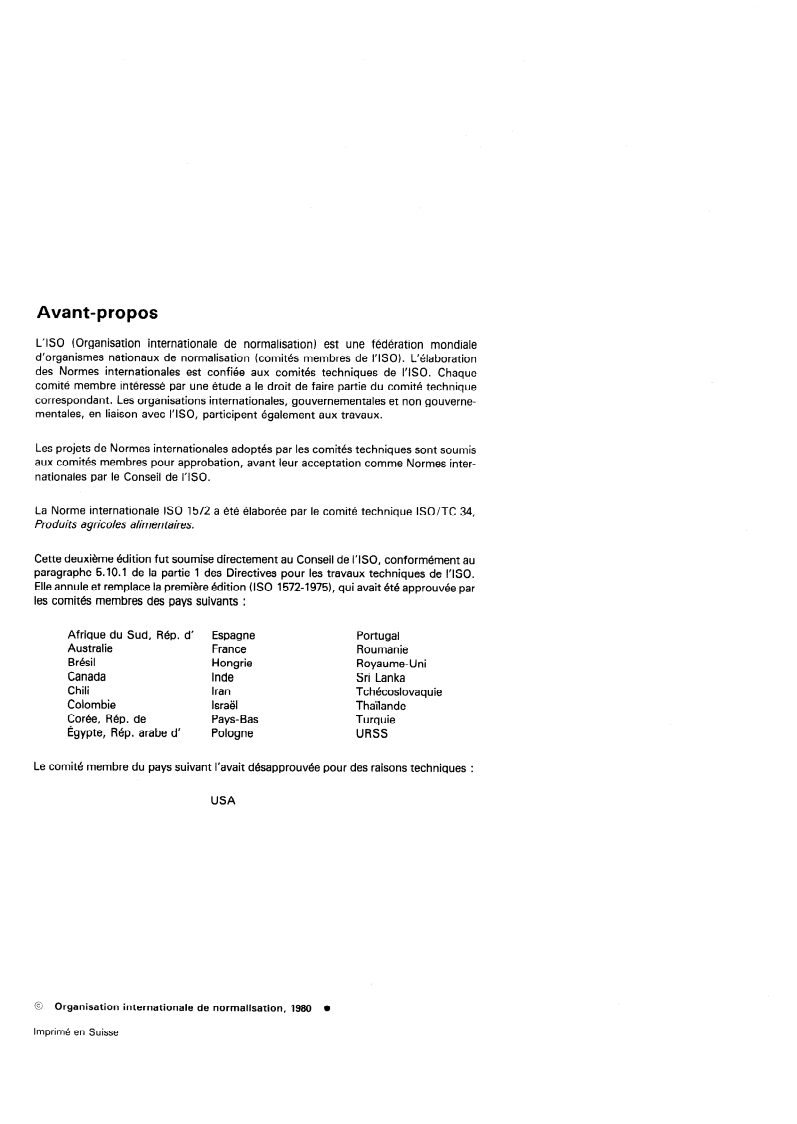 ISO 1572:1980 ISO 1572:1980 - Thé — Préparation d'un échantillon broyé de teneur en matière sèche connue/1/1980 - Page 2 preview