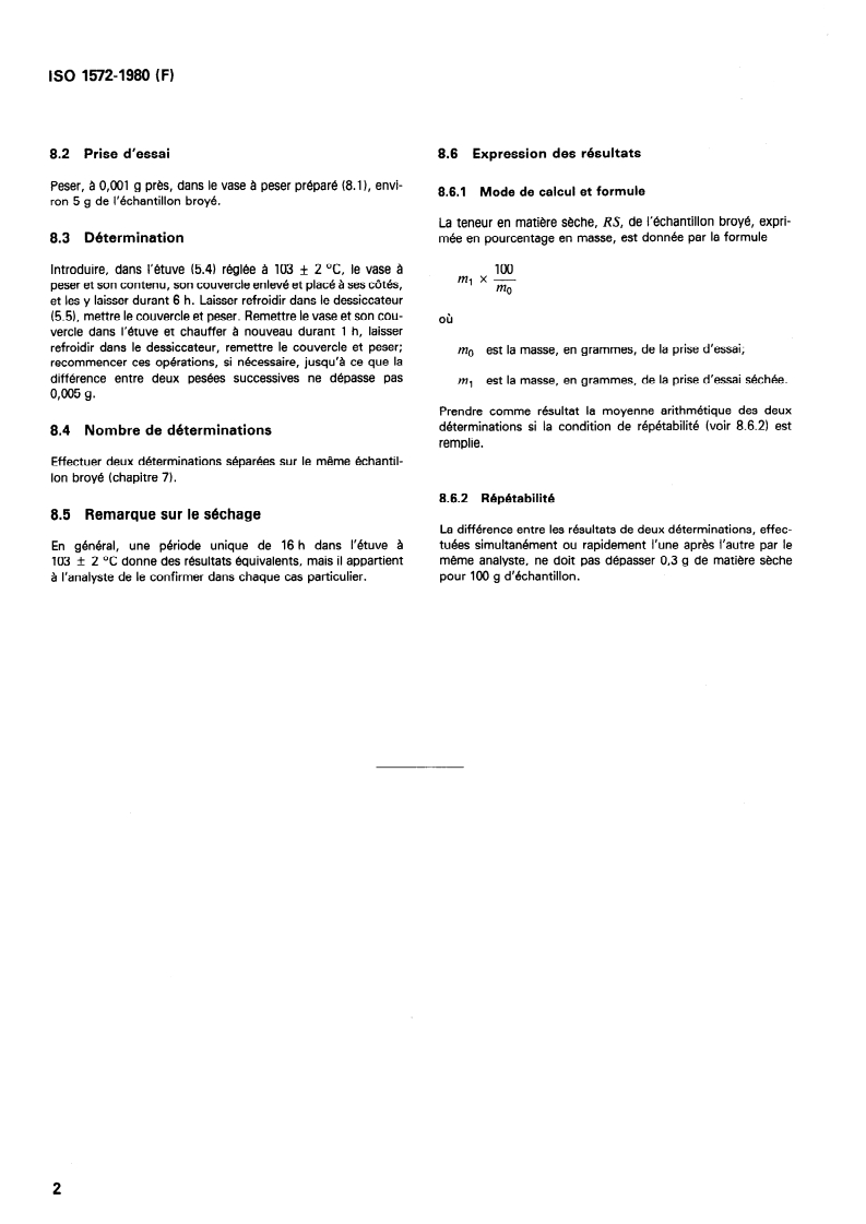 ISO 1572:1980 ISO 1572:1980 - Thé — Préparation d'un échantillon broyé de teneur en matière sèche connue/1/1980 - Page 4 preview