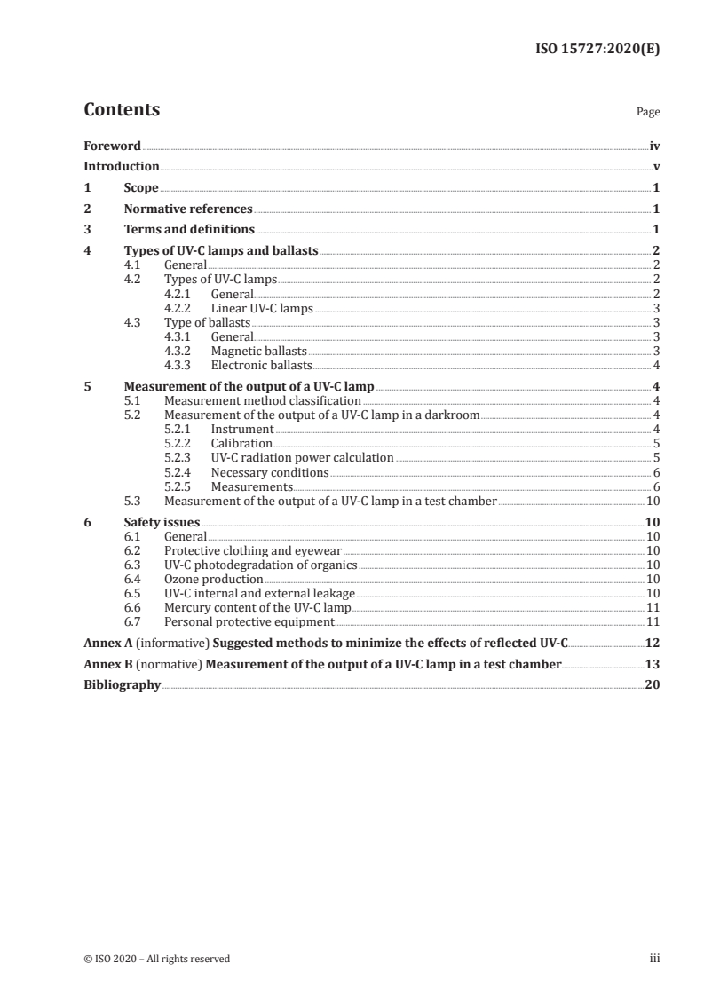 ISO 15727:2020 ISO 15727:2020 - UV-C devices — Measurement of the output of a UV-C lamp/10/2020 - Page 3 preview
