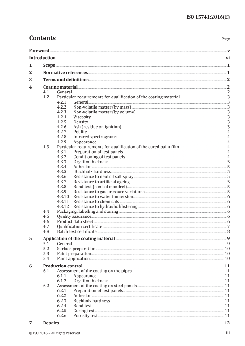 ISO 15741:2016 ISO 15741:2016 - Paints and varnishes — Friction-reduction coatings for the interior of on- and offshore steel pipelines for non-corrosive gases/14/2016 - Page 3 preview