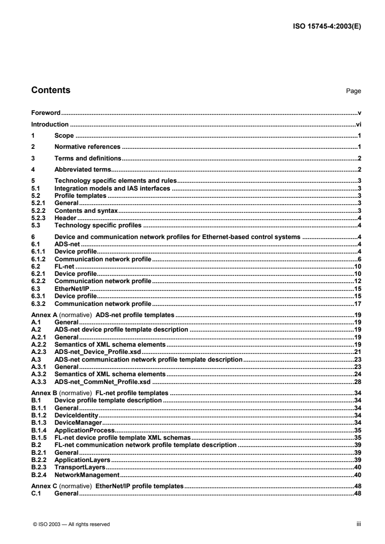 ISO 15745-4:2003 ISO 15745-4:2003 - Industrial automation systems and integration — Open systems application integration framework — Part 4: Reference description for Ethernet-based control systems/5/2003 - Page 3 preview