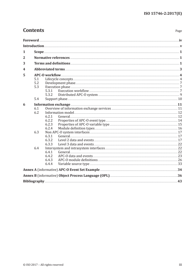 ISO 15746-2:2017 ISO 15746-2:2017 - Automation systems and integration — Integration of advanced process control and optimization capabilities for manufacturing systems — Part 2: Activity models and information exchange/25/2017 - Page 3 preview