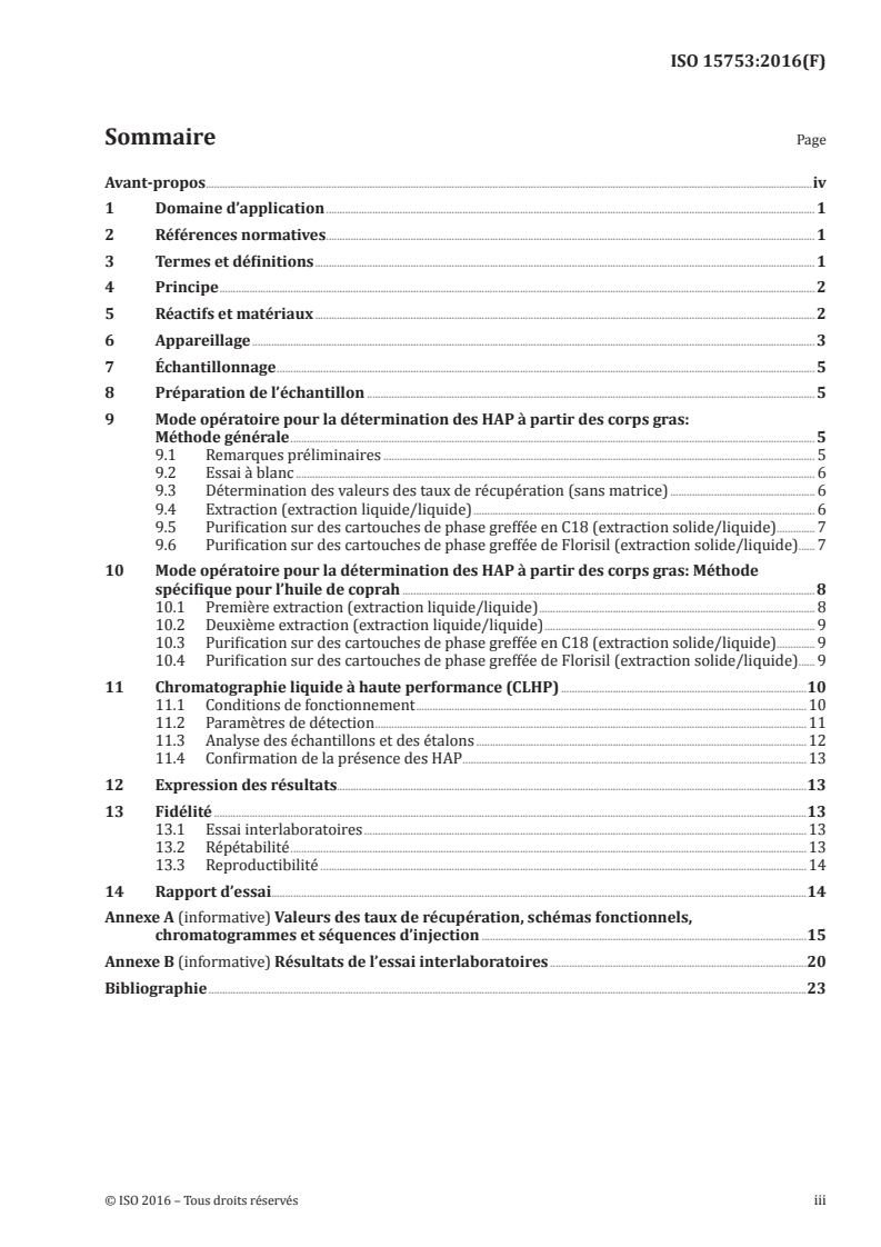 ISO 15753:2016 ISO 15753:2016 - Corps gras d'origines animale et végétale — Détermination des hydrocarbures aromatiques polycycliques/30/2016 - Page 3 preview