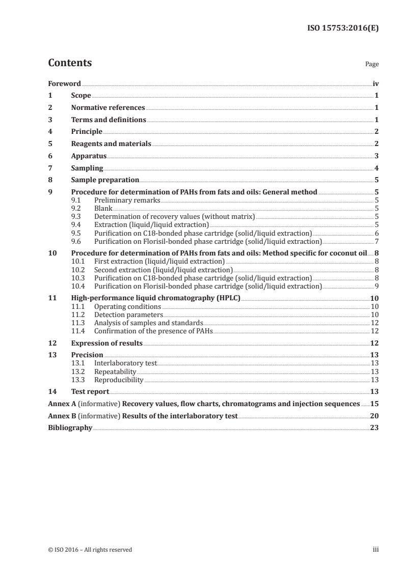 ISO 15753:2016 ISO 15753:2016 - Animal and vegetable fats and oils — Determination of polycyclic aromatic hydrocarbons/30/2016 - Page 3 preview