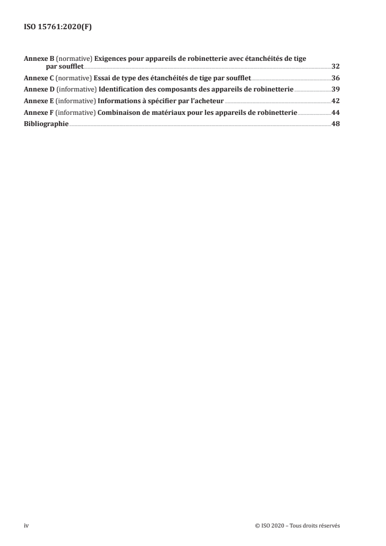 ISO 15761:2020 ISO 15761:2020 - Robinets-vannes, robinets à soupape et clapets de non retour en acier de dimensions DN 100 et inférieures, pour les industries du pétrole et du gaz naturel/25/2020 - Page 4 preview