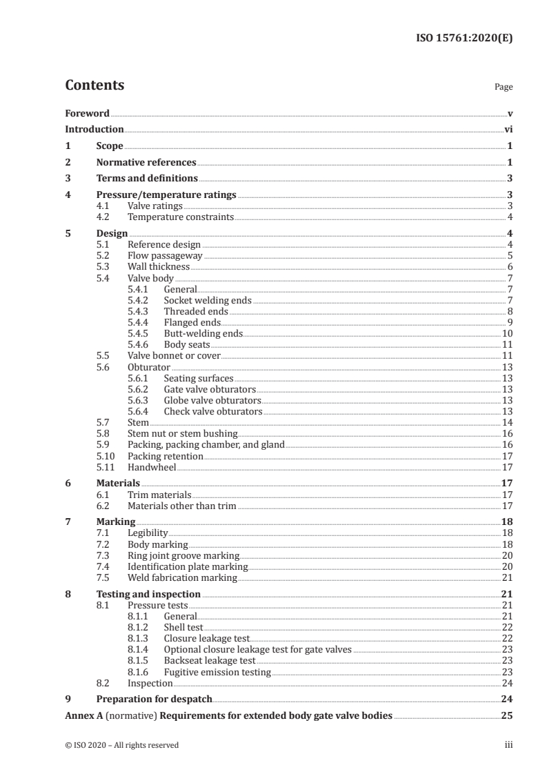 ISO 15761:2020 ISO 15761:2020 - Steel gate, globe and check valves for sizes DN 100 and smaller, for the petroleum and natural gas industries/25/2020 - Page 3 preview