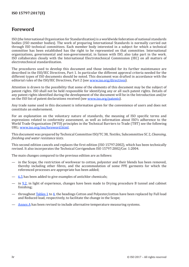 ISO 15797:2017 ISO 15797:2017 - Textiles — Industrial washing and finishing procedures for testing of workwear/6/2017 - Page 4 preview
