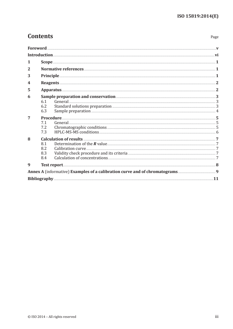 ISO 15819:2014 ISO 15819:2014 - Cosmetics — Analytical methods — Nitrosamines: Detection and determination of N-nitrosodiethanolamine (NDELA) in cosmetics by HPLC-MS-MS/30/2014 - Page 3 preview