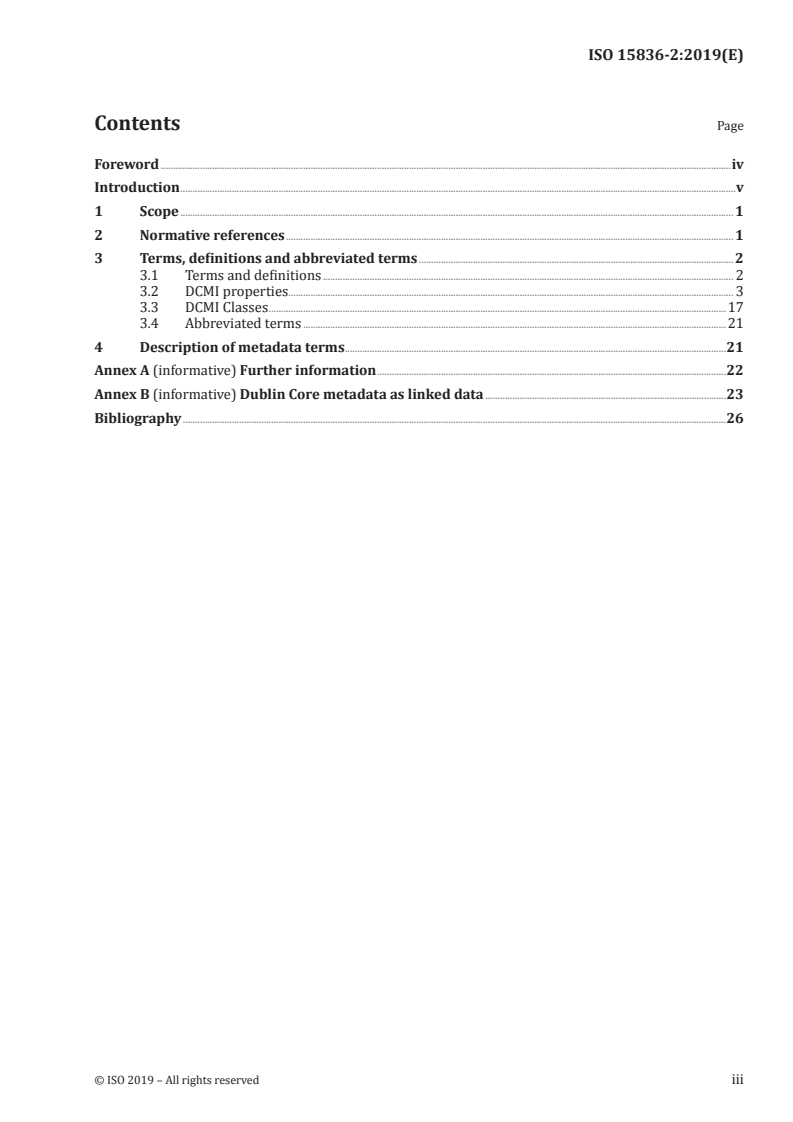 SIST ISO 15836-2:2021 ISO 15836-2:2019 - Information and documentation — The Dublin Core metadata element set — Part 2: DCMI Properties and classes/5/2019 - Page 3 preview