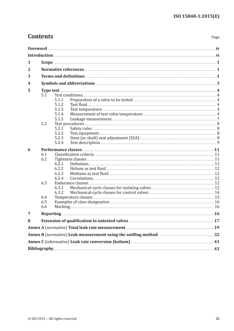 ISO 15848-1:2015 ISO 15848-1:2015 - Industrial valves — Measurement, test and qualification procedures for fugitive emissions — Part 1: Classification system and qualification procedures for type testing of valves/1/2015 - Page 3 preview