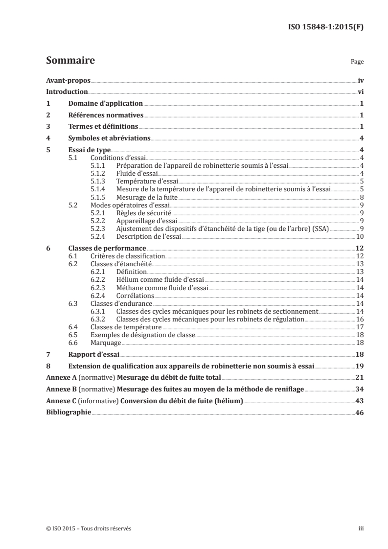 ISO 15848-1:2015 ISO 15848-1:2015 - Robinetterie industrielle — Mesurage, essais et modes opératoires de qualification pour émissions fugitives — Partie 1: Système de classification et modes opératoires de qualification pour les essais de type des appareils de robinetterie/1/2015 - Page 3 preview