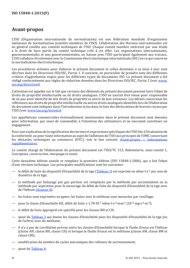 ISO 15848-1:2015 ISO 15848-1:2015 - Robinetterie industrielle — Mesurage, essais et modes opératoires de qualification pour émissions fugitives — Partie 1: Système de classification et modes opératoires de qualification pour les essais de type des appareils de robinetterie/1/2015 - Page 4 preview