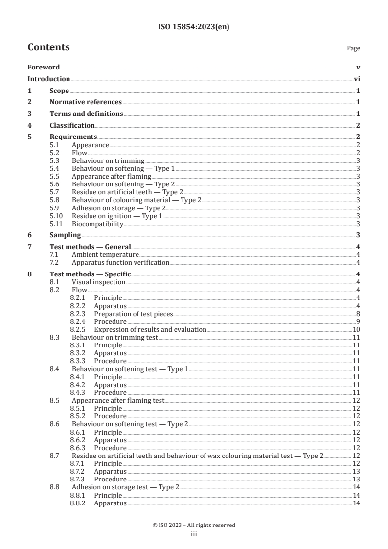 ISO 15854:2023 ISO 15854:2023 - Dentistry — Casting and baseplate waxes - Page 3 preview