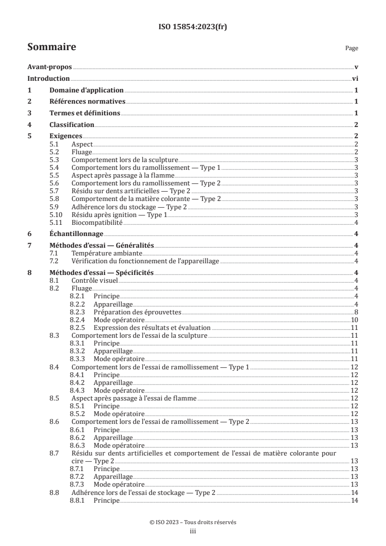 ISO 15854:2023 ISO 15854:2023 - Médecine bucco-dentaire — Cires pour coulée et pour plaque de base - Page 3 preview