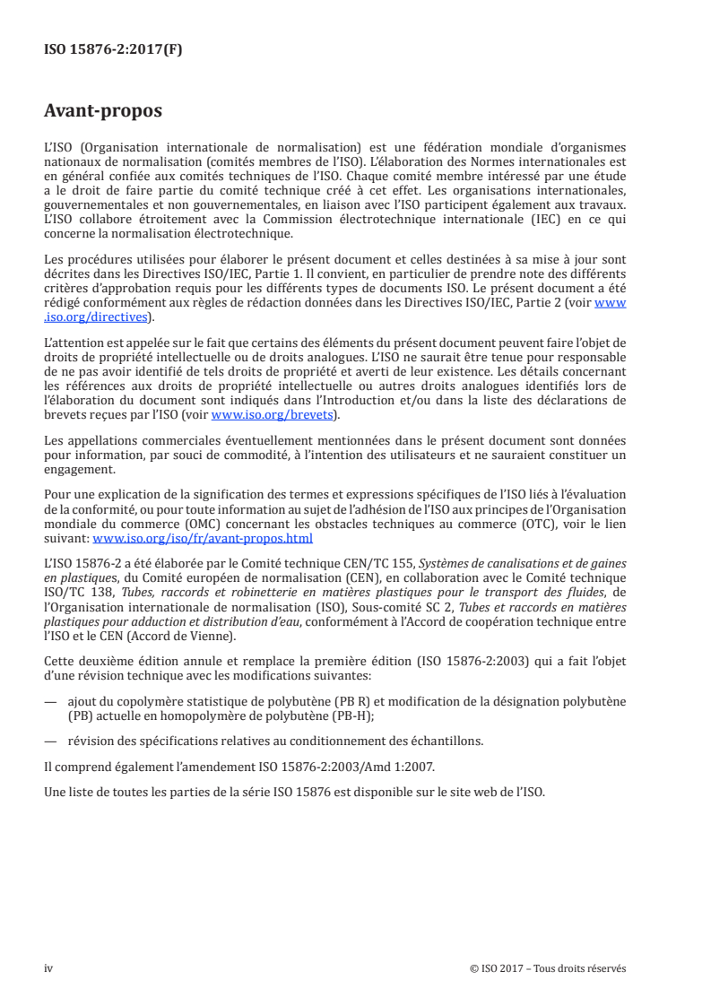 ISO 15876-2:2017 ISO 15876-2:2017 - Systèmes de canalisations en plastique pour les installations d'eau chaude et froide — Polybutène (PB) — Partie 2: Tubes/10/2017 - Page 4 preview