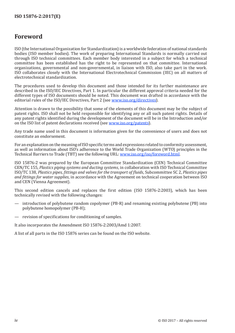 ISO 15876-2:2017 ISO 15876-2:2017 - Plastics piping systems for hot and cold water installations — Polybutene (PB) — Part 2: Pipes/10/2017 - Page 4 preview