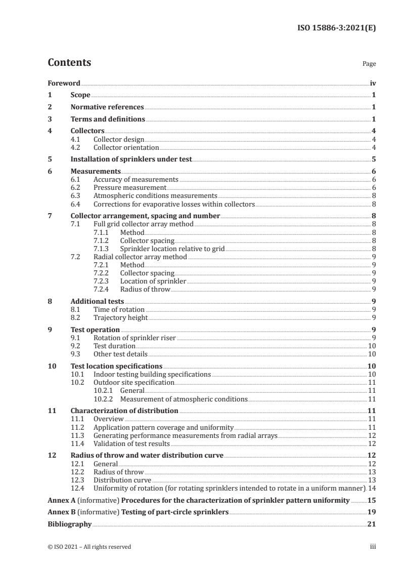 ISO 15886-3:2021 ISO 15886-3:2021 - Agricultural irrigation equipment — Sprinklers — Part 3: Characterization of distribution and test methods/12/2021 - Page 3 preview