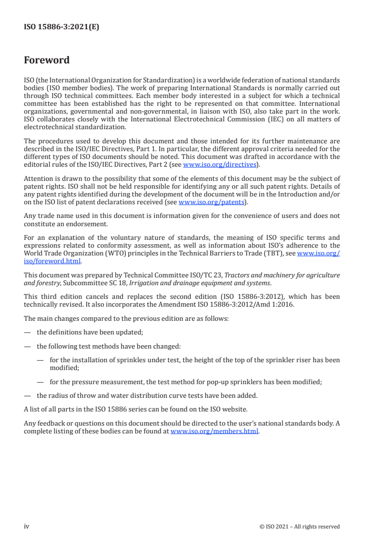 ISO 15886-3:2021 ISO 15886-3:2021 - Agricultural irrigation equipment — Sprinklers — Part 3: Characterization of distribution and test methods/12/2021 - Page 4 preview