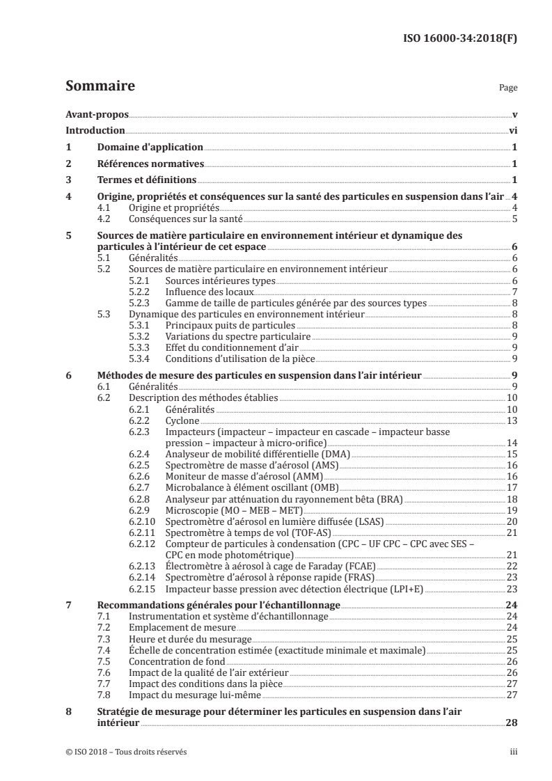 ISO 16000-34:2018 ISO 16000-34:2018 - Air intérieur — Partie 34: Stratégie pour la mesure des particules en suspension/8/2018 - Page 3 preview