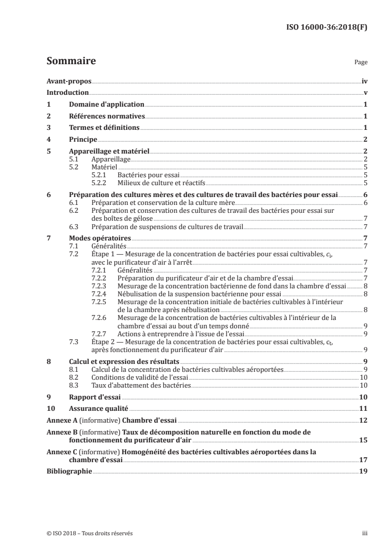 ISO 16000-36:2018 ISO 16000-36:2018 - Air intérieur — Partie 36: Méthode normalisée d'évaluation du taux d'abattement de bactéries cultivables aéroportées par des purificateurs d'air en utilisant une chambre d'essai/19/2019 - Page 3 preview