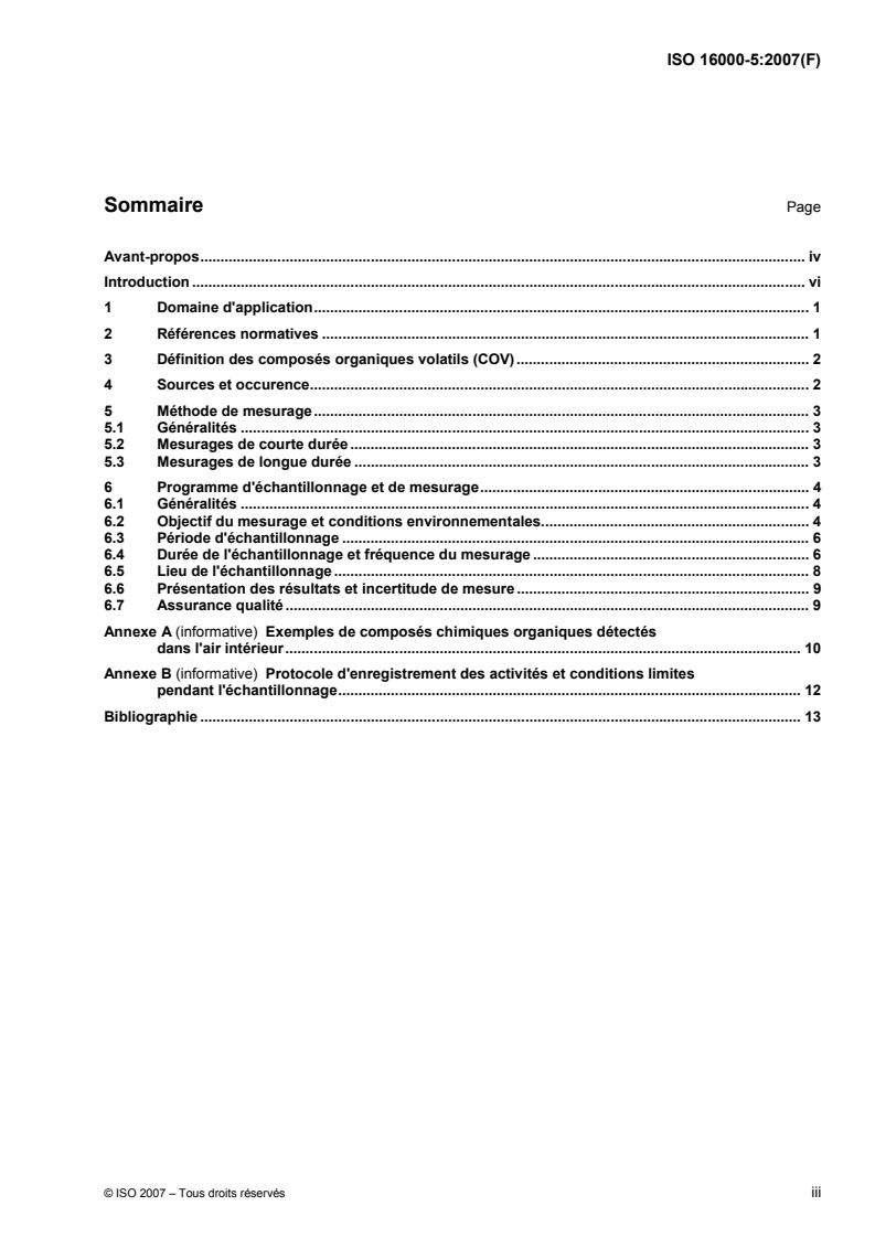 ISO 16000-5:2007 ISO 16000-5:2007 - Air intérieur — Partie 5: Stratégie d'échantillonnage pour les composés organiques volatils (COV)/22/2007 - Page 3 preview