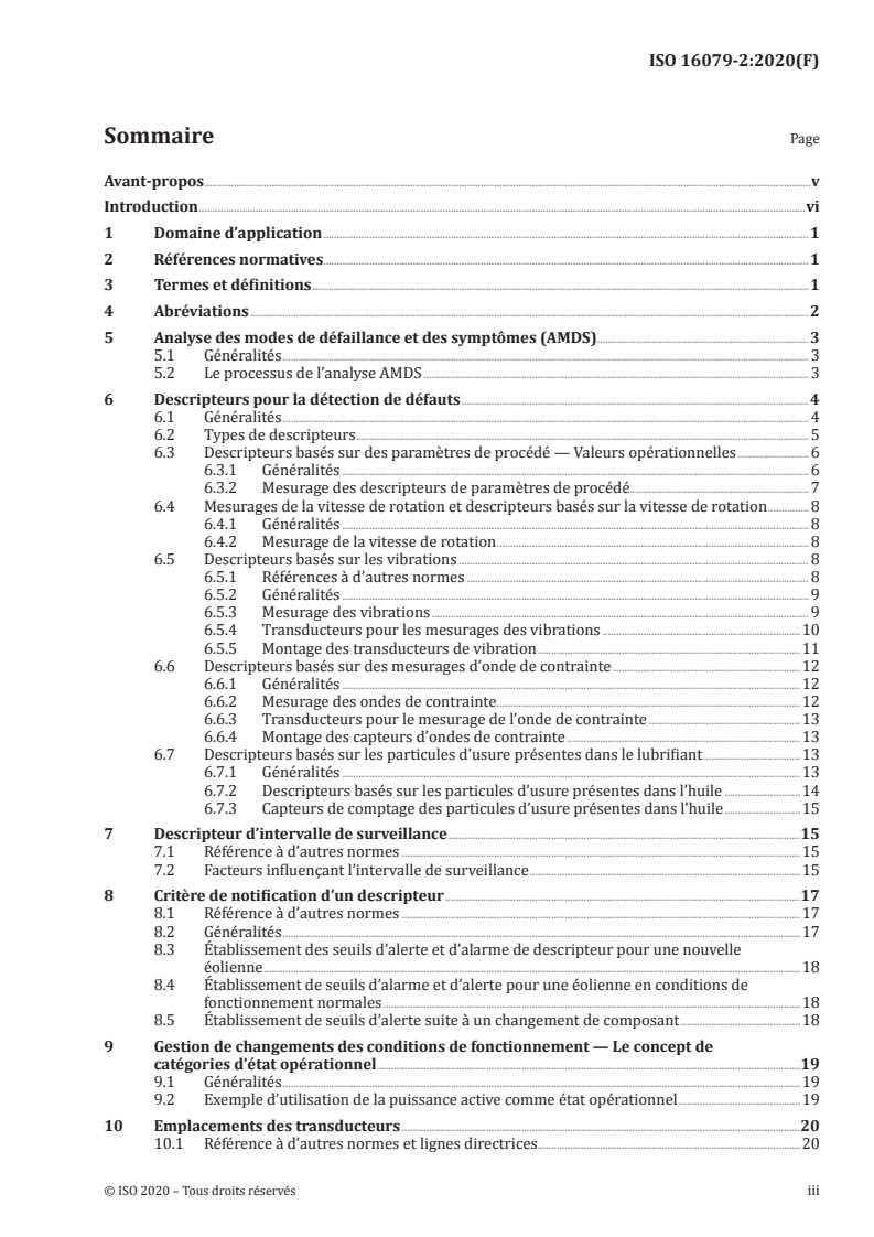 ISO 16079-2:2020 ISO 16079-2:2020 - Surveillance et diagnostic des éoliennes de production d'électricité — Partie 2: Surveillance de la transmission/18/2020 - Page 3 preview