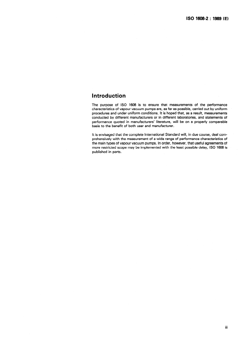 ISO 1608-2:1989 ISO 1608-2:1989 - Vapour vacuum pumps — Measurement of performance characteristics — Part 2: Measurement of critical backing pressure/30/1989 - Page 3 preview