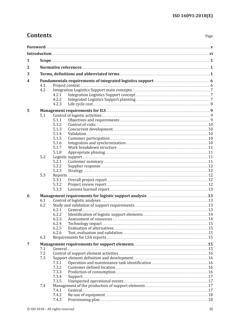 ISO 16091:2018 ISO 16091:2018 - Space systems — Integrated logistic support/22/2018 - Page 3 preview