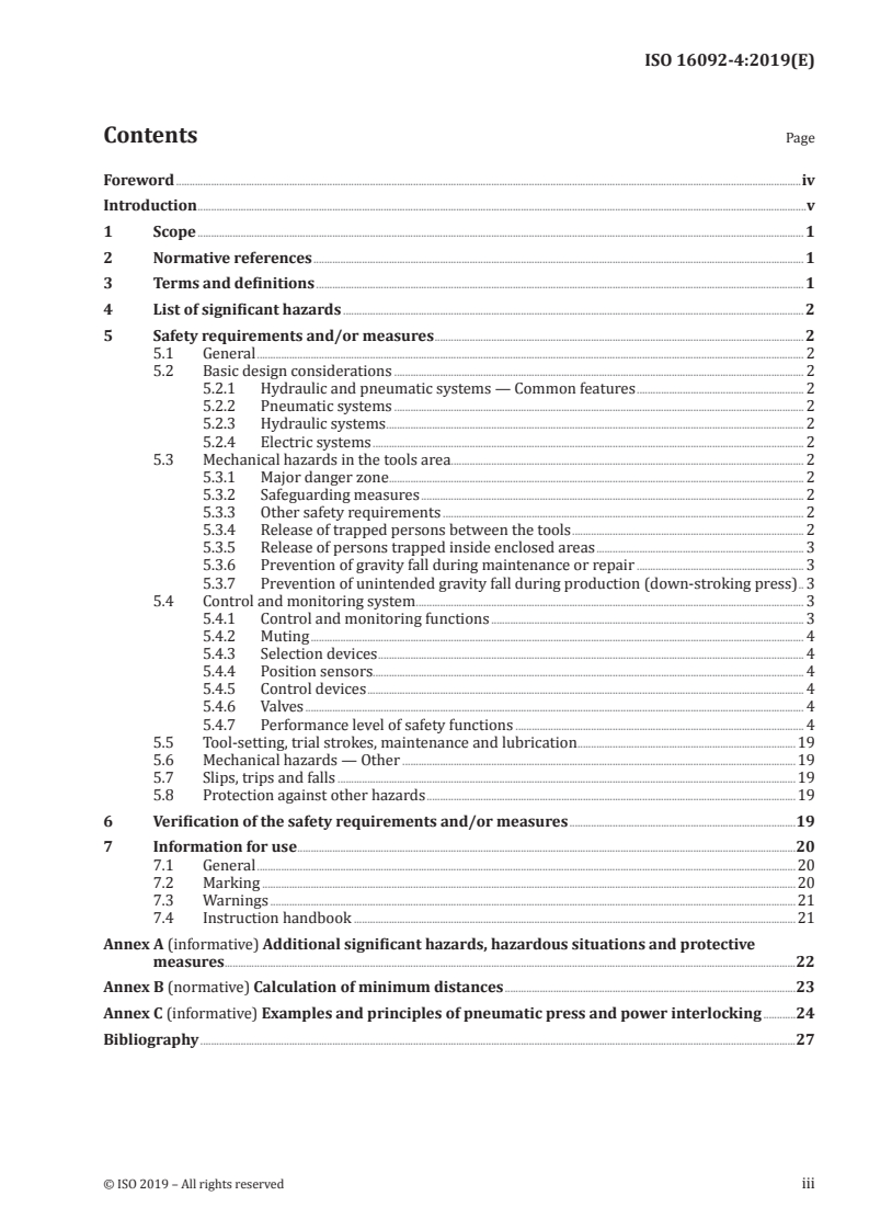 ISO 16092-4:2019 ISO 16092-4:2019 - Machine tools safety — Presses — Part 4: Safety requirements for pneumatic presses/8/2019 - Page 3 preview