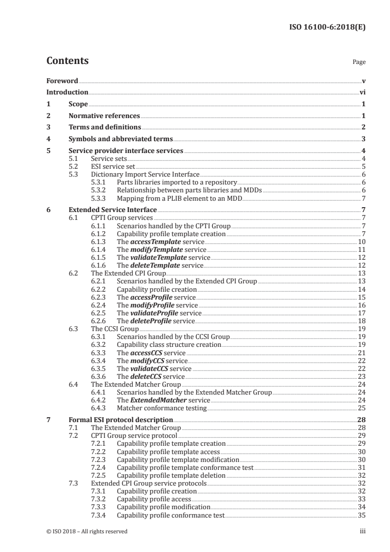 ISO 16100-6:2018 ISO 16100-6:2018 - Industrial automation systems and integration — Manufacturing software capability profiling for interoperability — Part 6: Interface services and protocols for matching profiles based on multiple capability class structures/23/2018 - Page 3 preview