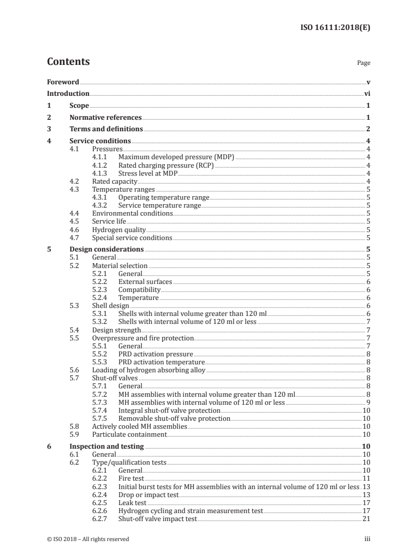 ISO 16111:2018 ISO 16111:2018 - Transportable gas storage devices — Hydrogen absorbed in reversible metal hydride/16/2018 - Page 3 preview