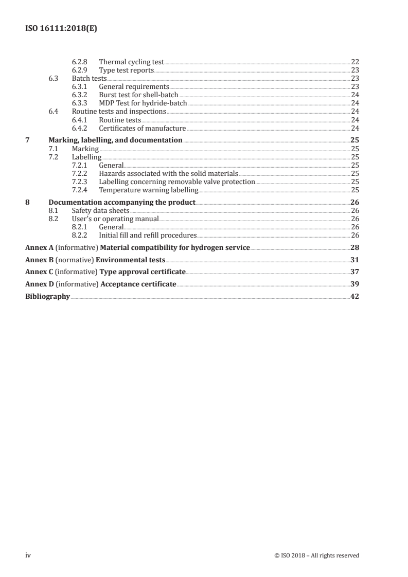 ISO 16111:2018 ISO 16111:2018 - Transportable gas storage devices — Hydrogen absorbed in reversible metal hydride/16/2018 - Page 4 preview