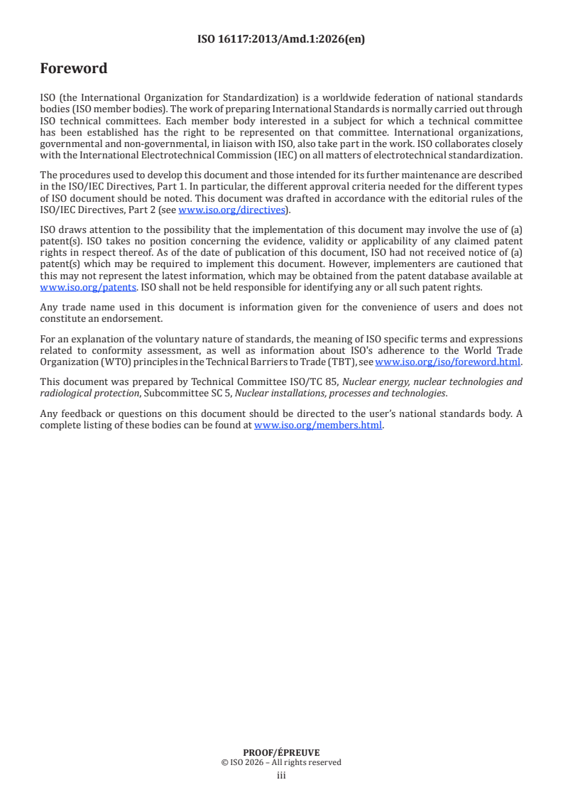 ISO 16117:2013/PRF Amd 1 ISO 16117:2013/PRF Amd 1 - Nuclear criticality safety — Estimation of the number of fissions of a postulated criticality accident — Amendment 1 - Page 3 preview