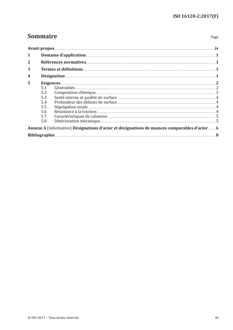 ISO 16120-2:2017 ISO 16120-2:2017 - Fil-machine en acier non allié destiné à la fabrication de fils — Partie 2: Exigences spécifiques au fil-machine d'usage général/14/2017 - Page 3 preview