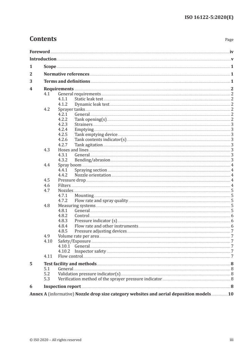 ISO 16122-5:2020 ISO 16122-5:2020 - Agricultural and forestry machines — Inspection of sprayers in use — Part 5: Aerial spray systems
Released:3/31/2020 - Page 3 preview