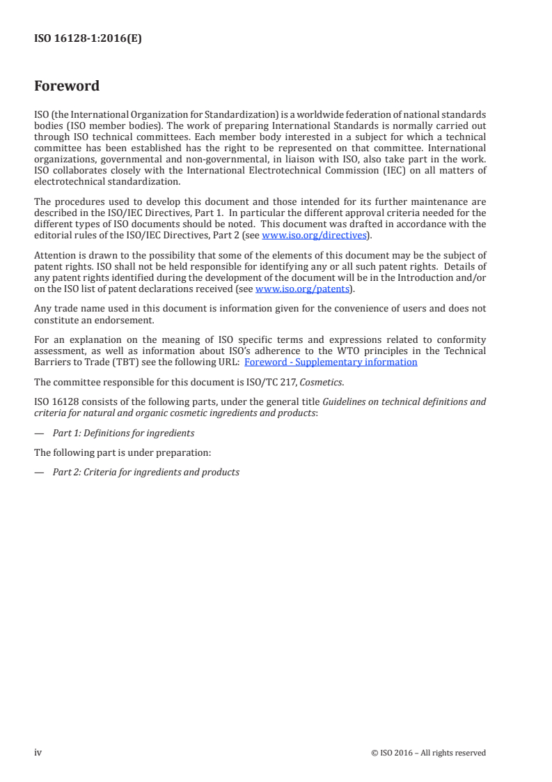 ISO 16128-1:2016 ISO 16128-1:2016 - Guidelines on technical definitions and criteria for natural and organic cosmetic ingredients and products — Part 1: Definitions for ingredients/17/2016 - Page 4 preview
