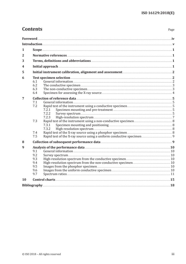 ISO 16129:2018 ISO 16129:2018 - Surface chemical analysis — X-ray photoelectron spectroscopy — Procedures for assessing the day-to-day performance of an X-ray photoelectron spectrometer/15/2018 - Page 3 preview